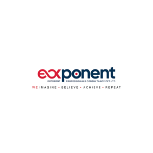 Exponent company logo with a red and dark blue wordmark on a white background.
