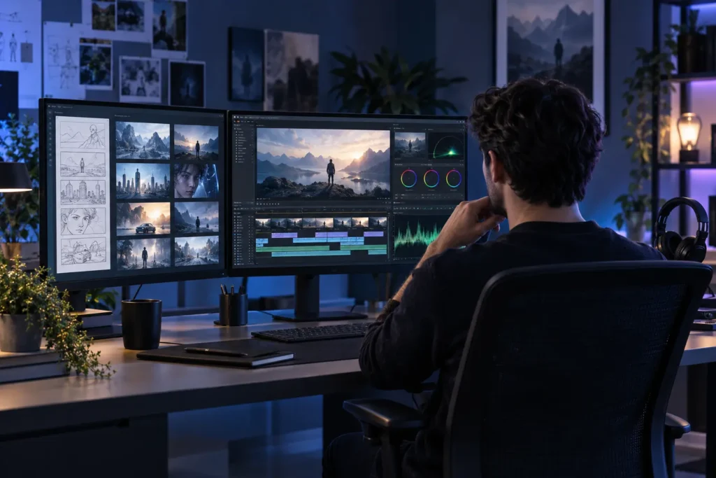 AI video creation agency in Kerala creating professional AI-powered videos with cinematic visuals and editing.